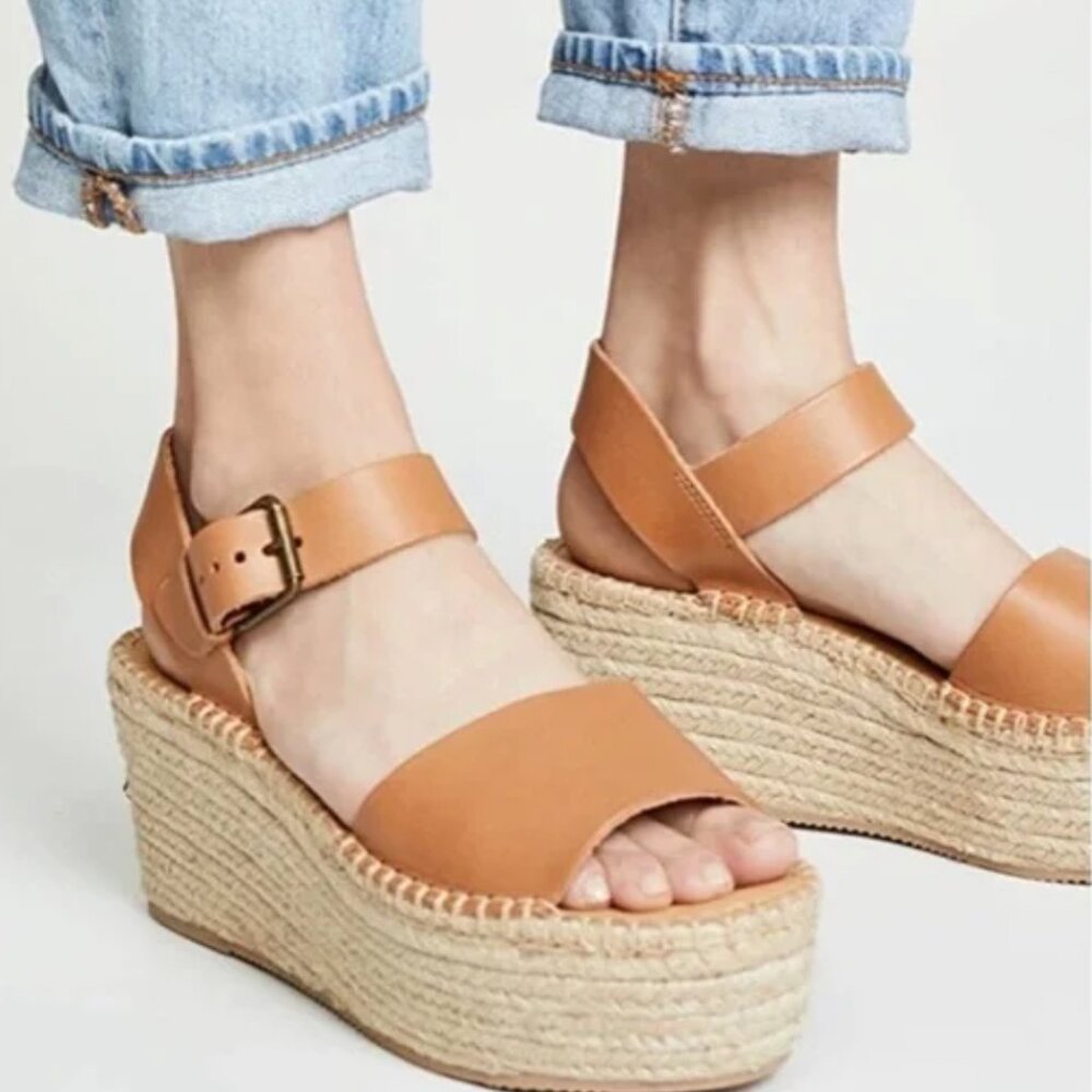 Soludos High Platform Leather Sandals Size 10